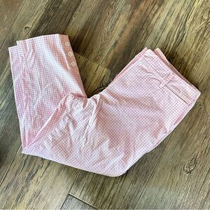 TALBOTS perfect crop pink and white gingham checkered pants women's 6P petite